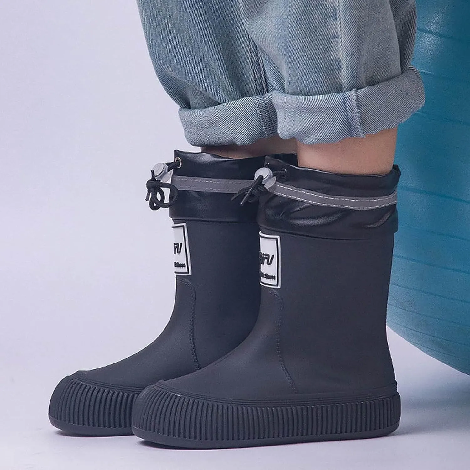 Rain Boots for Kids Mid Calf Toddler Rain Boots Baby Kids Easy-on Rain shoes Children Waterproof Shoes Colors Unisex-Child