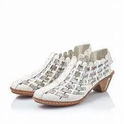 Rieker Women's Woven Heels- White Combi