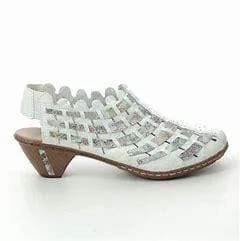 Rieker Women's Woven Heels- White Combi