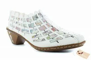 Rieker Women's Woven Heels- White Combi