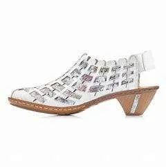 Rieker Women's Woven Heels- White Combi