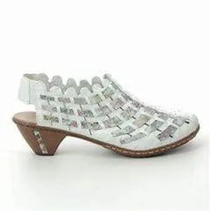 Rieker Women's Woven Heels- White Combi