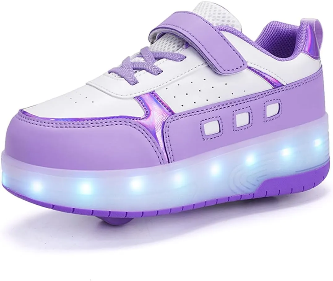 Roller Skate Shoes for Boys and Girls Kids LED Light Up Fashion Sneakers with Rechargeable and Detachable Wheels The Gift for Party Birthday Christmas Day