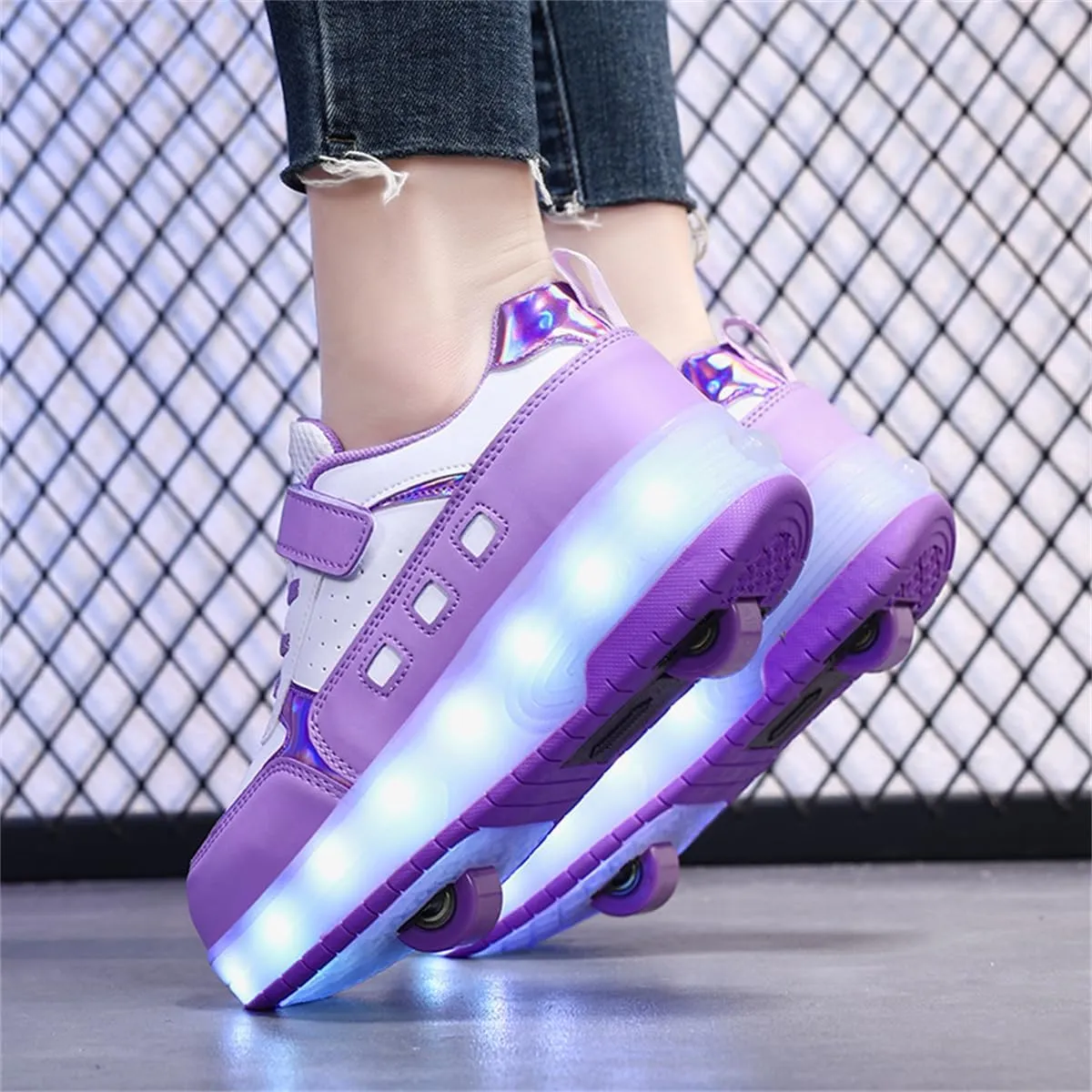 Roller Skate Shoes for Boys and Girls Kids LED Light Up Fashion Sneakers with Rechargeable and Detachable Wheels The Gift for Party Birthday Christmas Day
