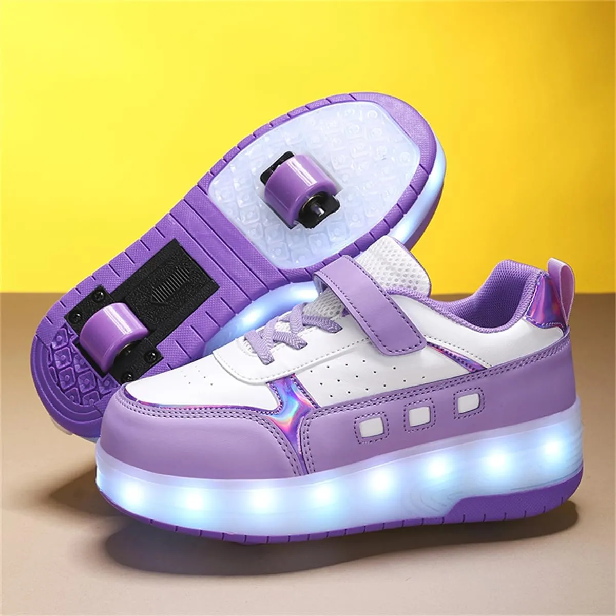 Roller Skate Shoes for Boys and Girls Kids LED Light Up Fashion Sneakers with Rechargeable and Detachable Wheels The Gift for Party Birthday Christmas Day