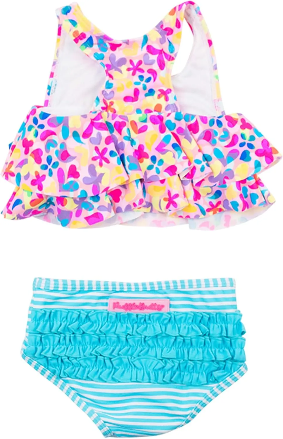 RuffleButts Girls UPF50  Sun Protection Flounce Bikini Two Piece Swimsuit