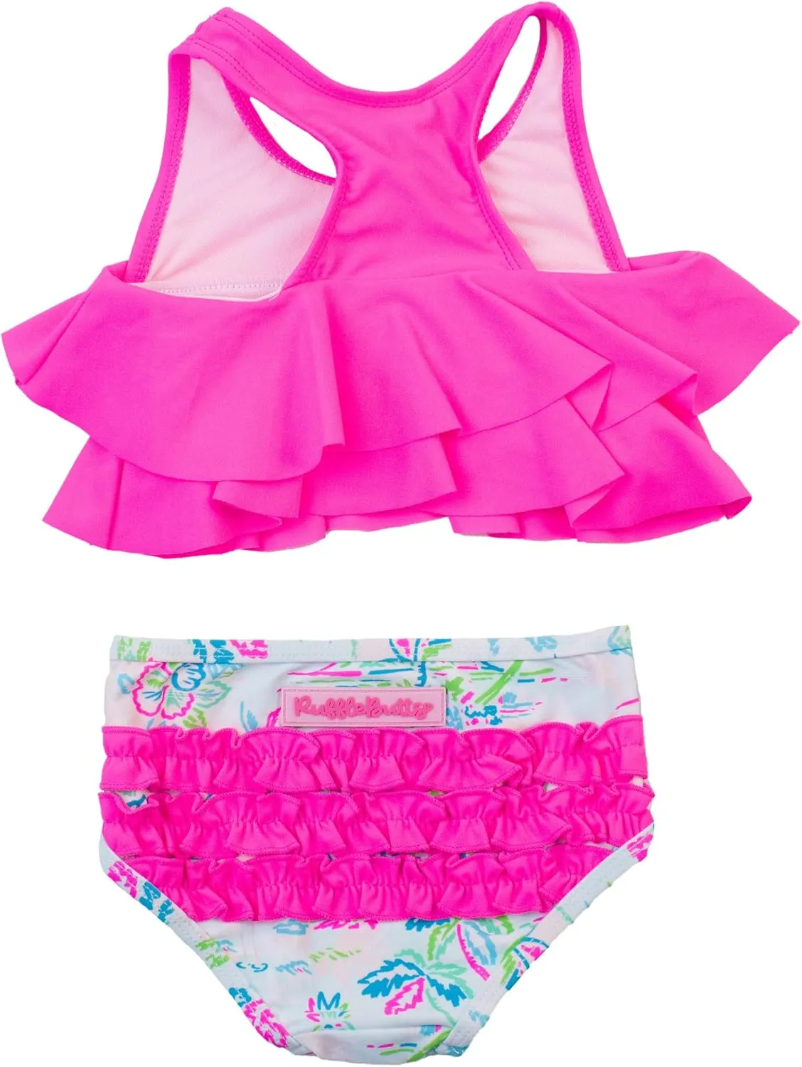 RuffleButts Girls UPF50  Sun Protection Flounce Bikini Two Piece Swimsuit