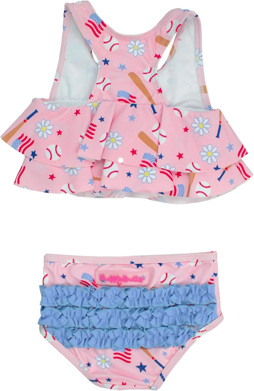 RuffleButts Girls UPF50  Sun Protection Flounce Bikini Two Piece Swimsuit