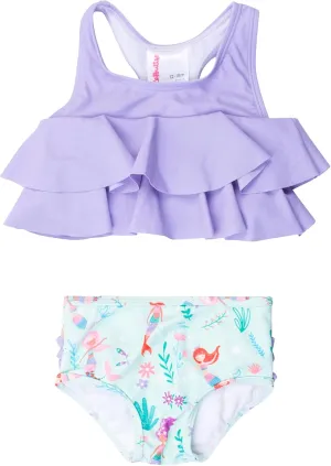 RuffleButts Girls UPF50  Sun Protection Flounce Bikini Two Piece Swimsuit