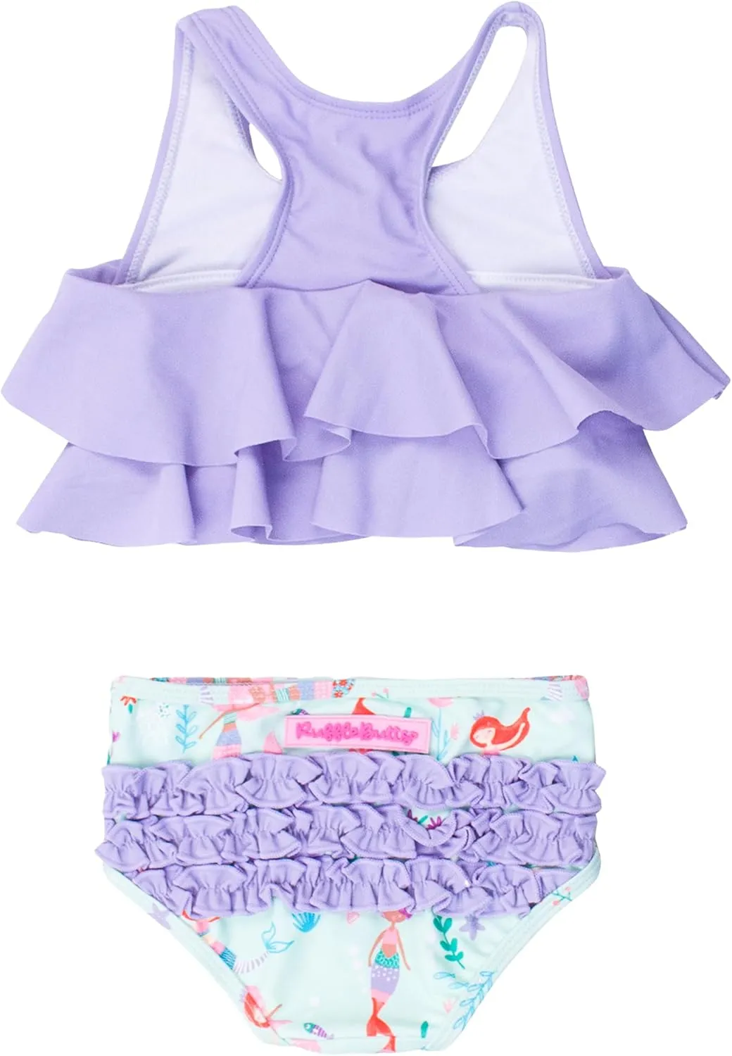 RuffleButts Girls UPF50  Sun Protection Flounce Bikini Two Piece Swimsuit
