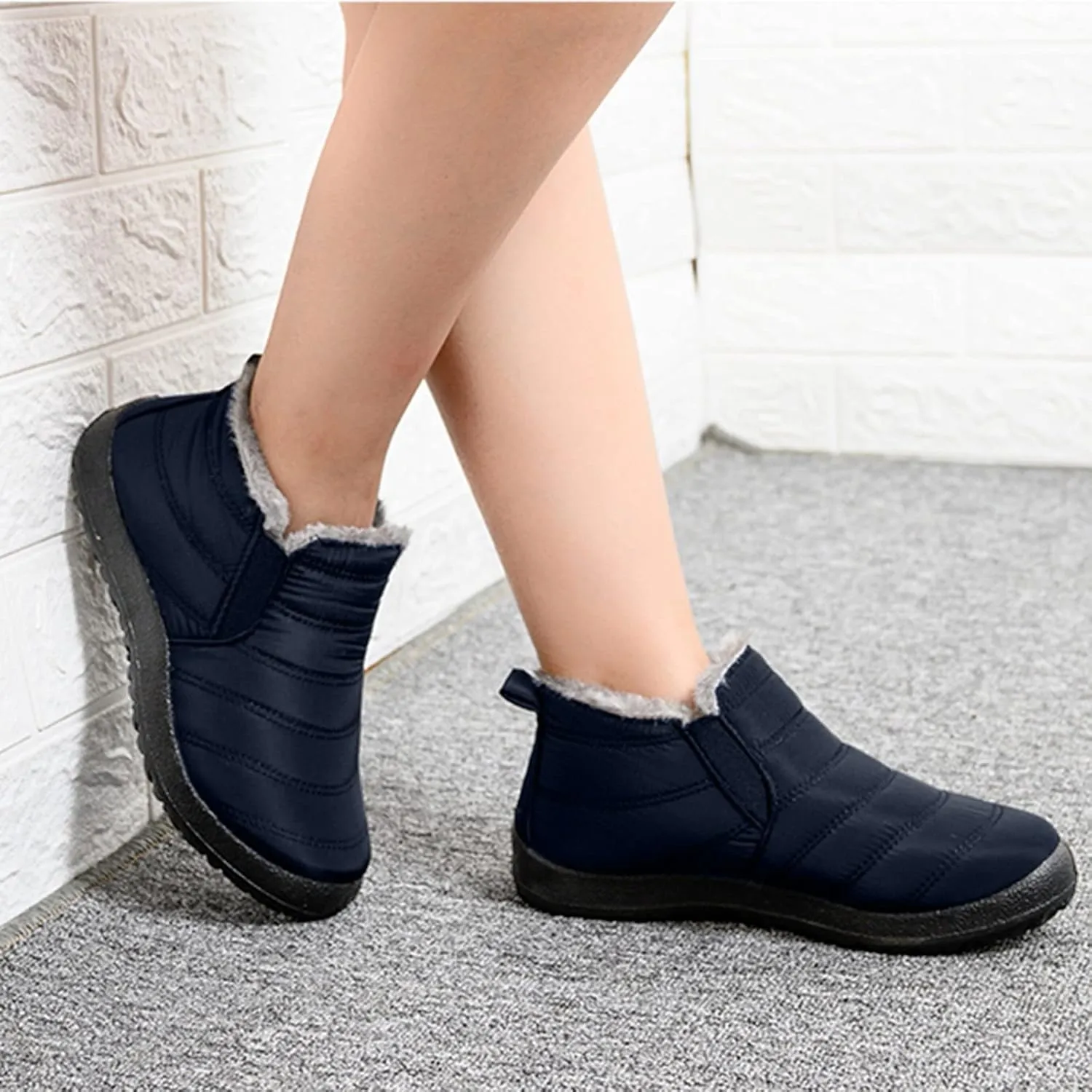 SBGMoSJ Black Winter Boots for Women Waterproof Waterproof Womens Winter Boots Size 12 Woman Winter Boots with Fur Warm Winter Boots for Women Waterproof Botas De Invierno Para Mujer Negras Largas