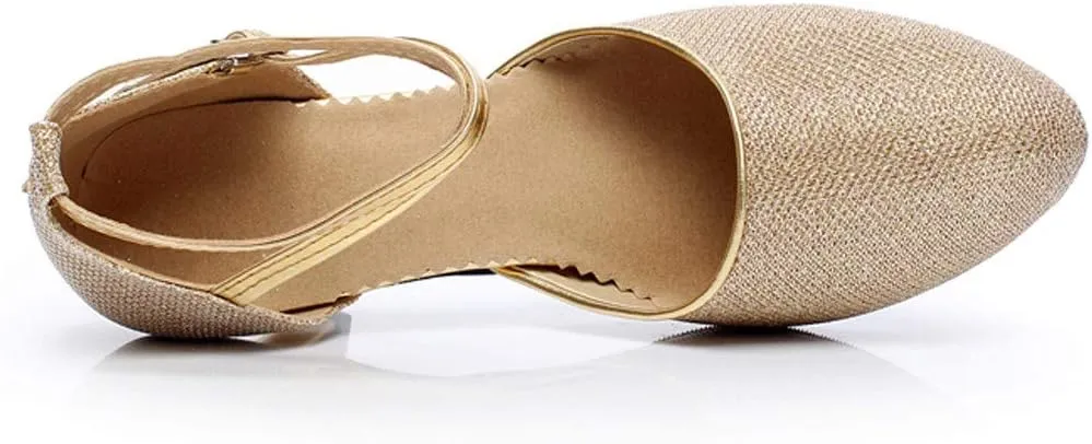 Shoe Latin Ballroom Women's Sequins Social Dance Shoes Tango Shoes Dancing Women's Middle Comfortable Sandals