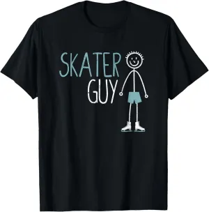 Skater Guy Funny Mens Skates Ice Skating Boy Figure Skaters T-Shirt