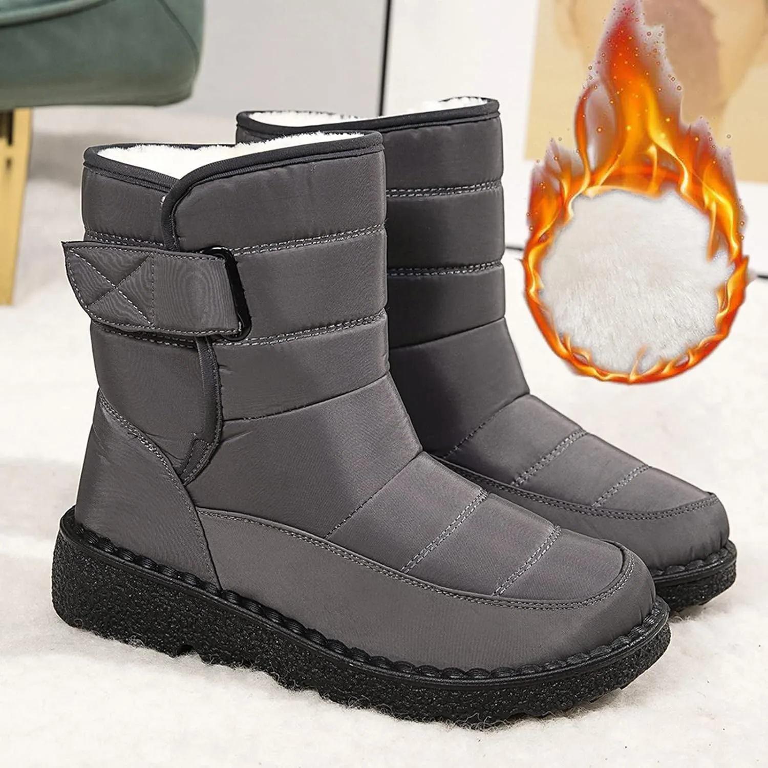 Slip on Winter Boots for Women Cute Snow Boot Women Wide Waterproof Winter Boots Slip on Womens Wide Snow Boots for Women Waterproof Botas De Invierno Contra Agua Mujer