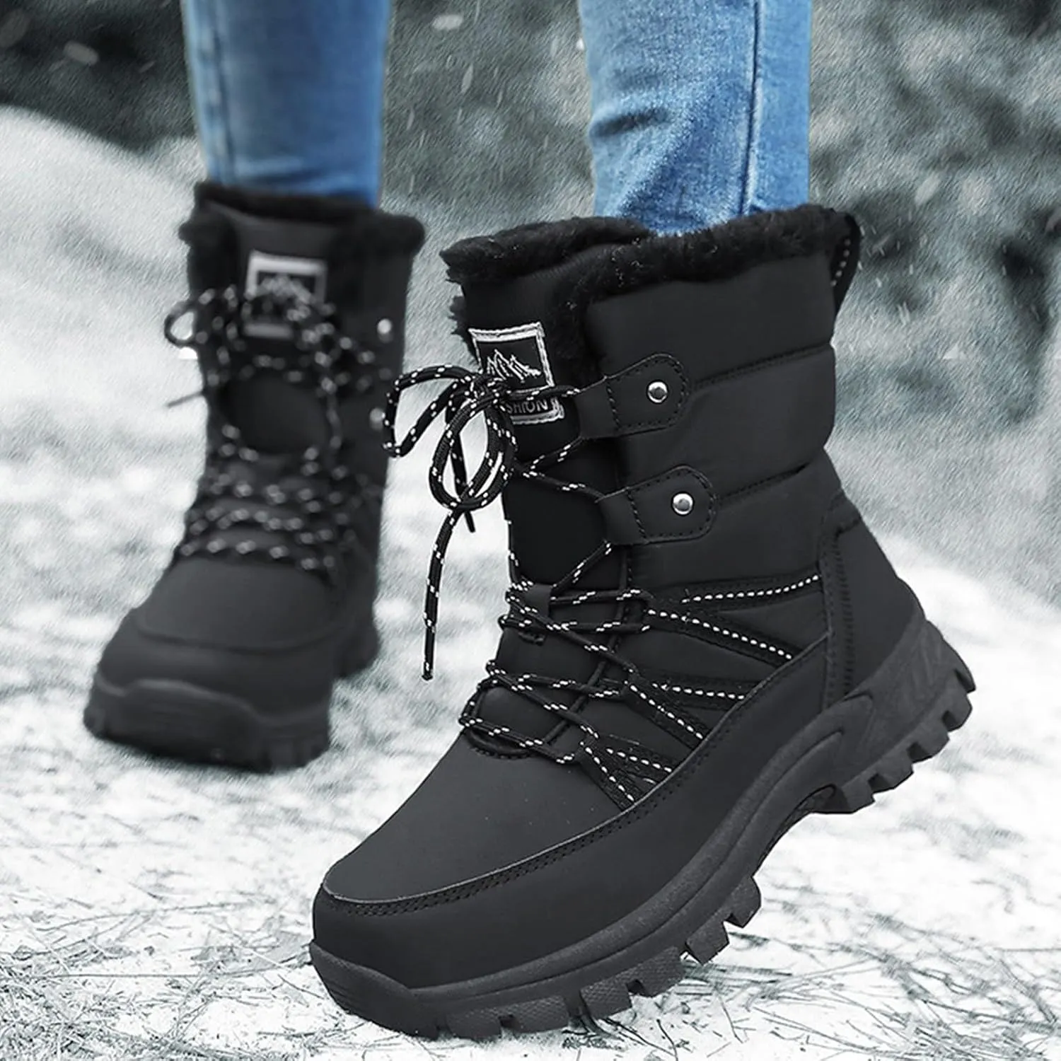 Snow Boots for Womens Winter Shoes Warm Fur Lined Mid Calf Boots Women Anti Slip Waterproof Comfortable Outdoor Boot