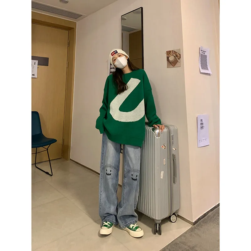Spring Women Jeans High Waist Straight Baggy Fashion Pants Streetwear