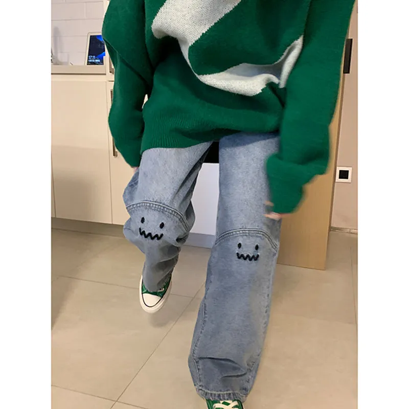 Spring Women Jeans High Waist Straight Baggy Fashion Pants Streetwear