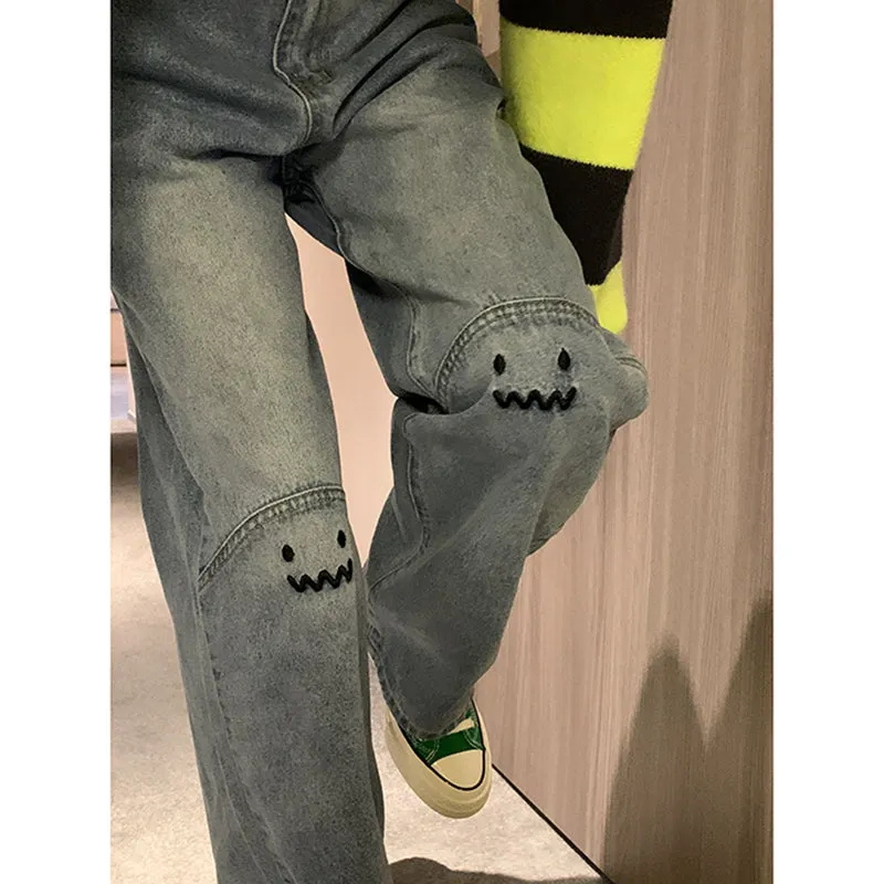 Spring Women Jeans High Waist Straight Baggy Fashion Pants Streetwear