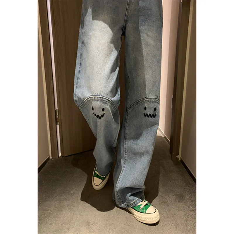 Spring Women Jeans High Waist Straight Baggy Fashion Pants Streetwear