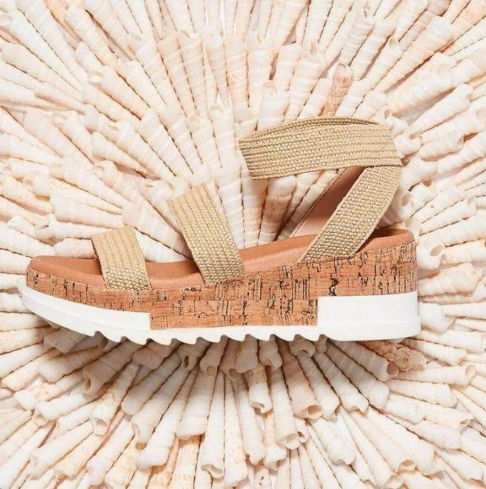 Strappy Beige Platform Sandal