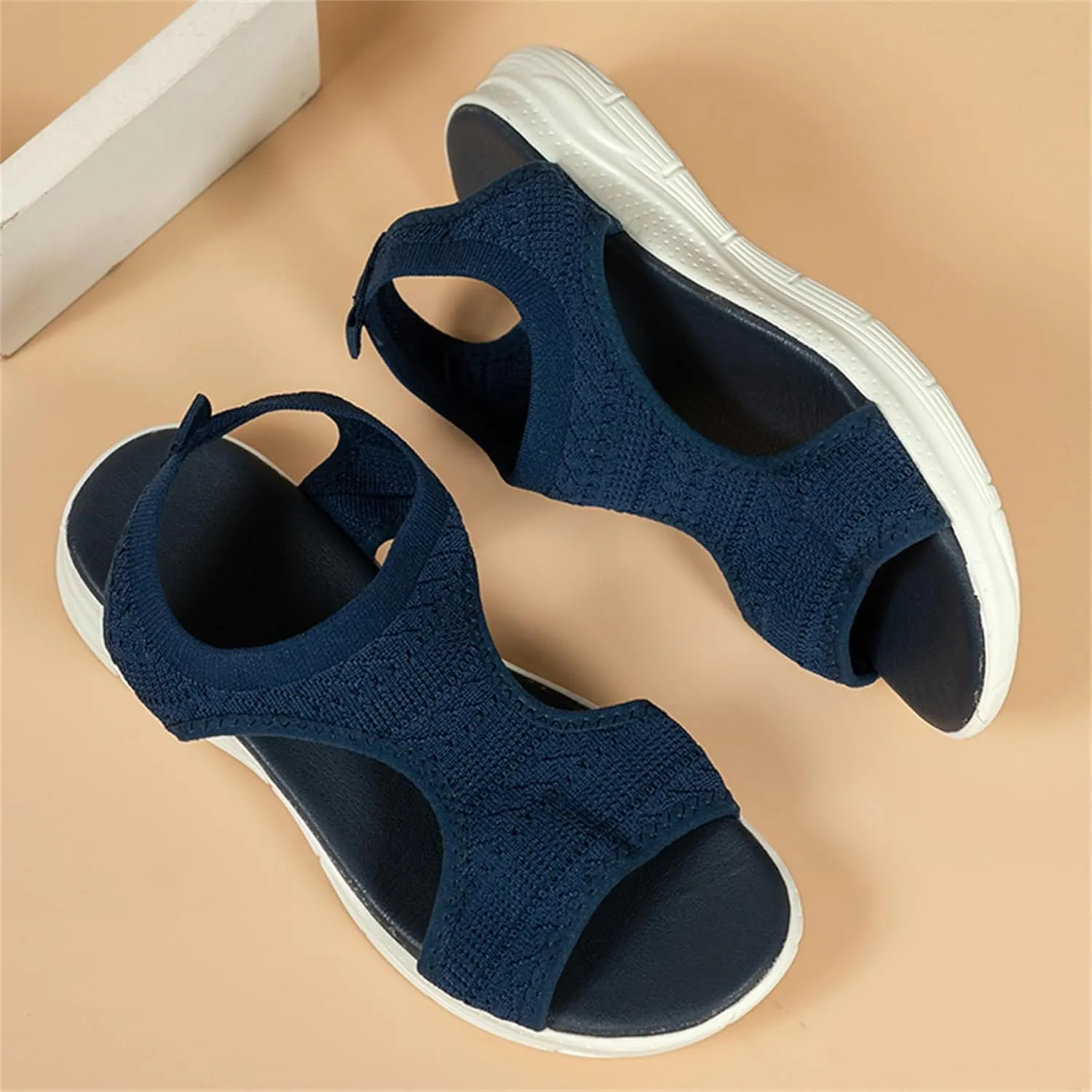 Summer Slingback Orthopedic Slide Sport Sandals Flexible Upgrade Washable Comfy Knit Thick Bottom Fish Mouth Sandals Orthotic Slide Casual Women's Shoes,Black,US11/EU43