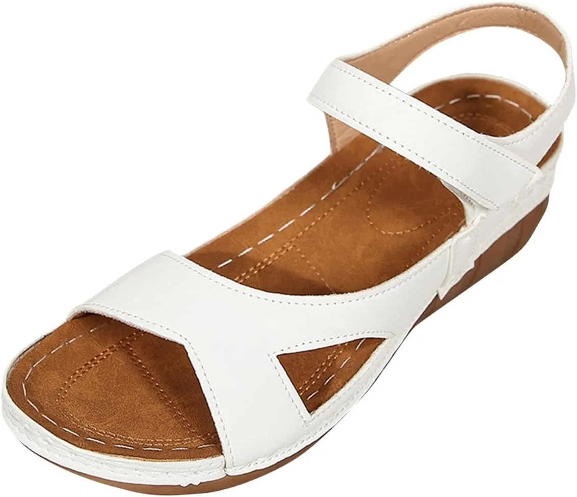 Summer Wedge Sandals for Women 2025 Orthopedic Wide Width Open Toe Slip-Ons Comfortable Arch Support Casual Beach Shoes Dressy Walking Outdoor Party Platform Low Heels Sandal