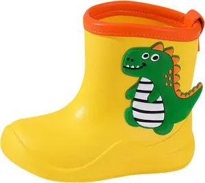 Toddler Baby Dinosaur Rain Boots Soft Rubber Non Slip Lightweight Slip On ??aterproof Rain Shoes Youth Boys Boots Size 8