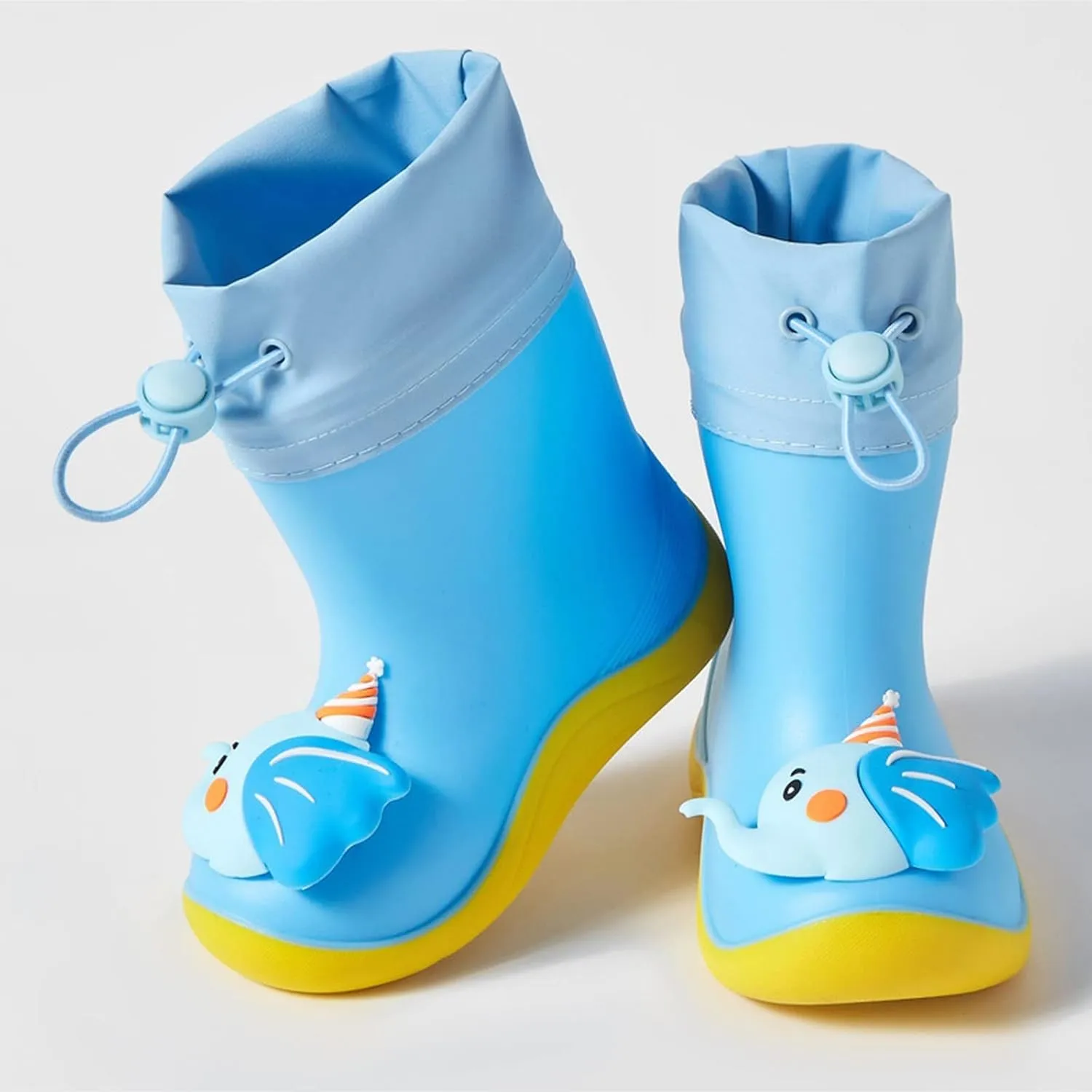 Toddler Cute Elephant Rain Boots Lightweight Rainboots Outdoor Boys Girls Water Shoes Non-Slip Rubber Mud Boots