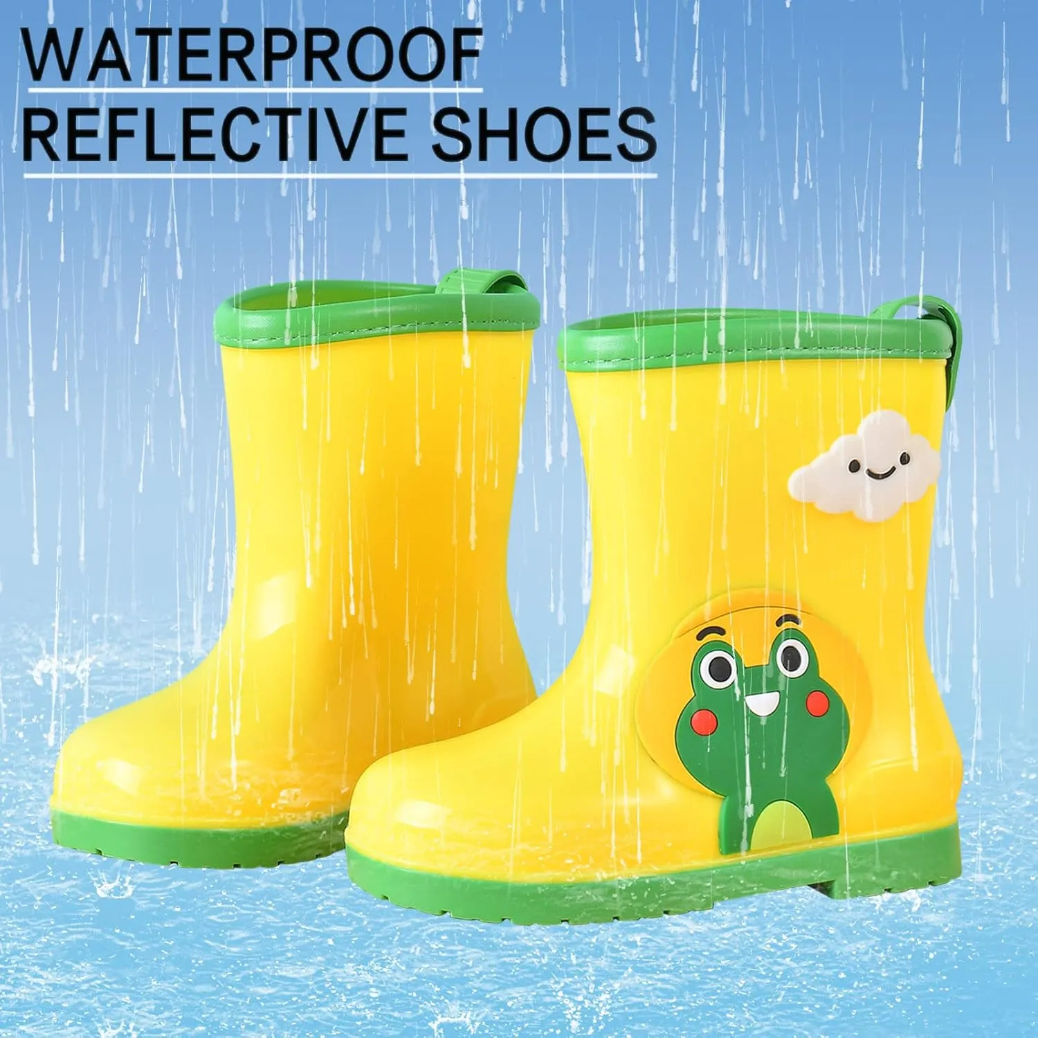 Toddler Rain Boots Baby Rain Boots Short Rain Boots for Toddler Easy-on Cute Lightweight Waterproof Non Slip Boot