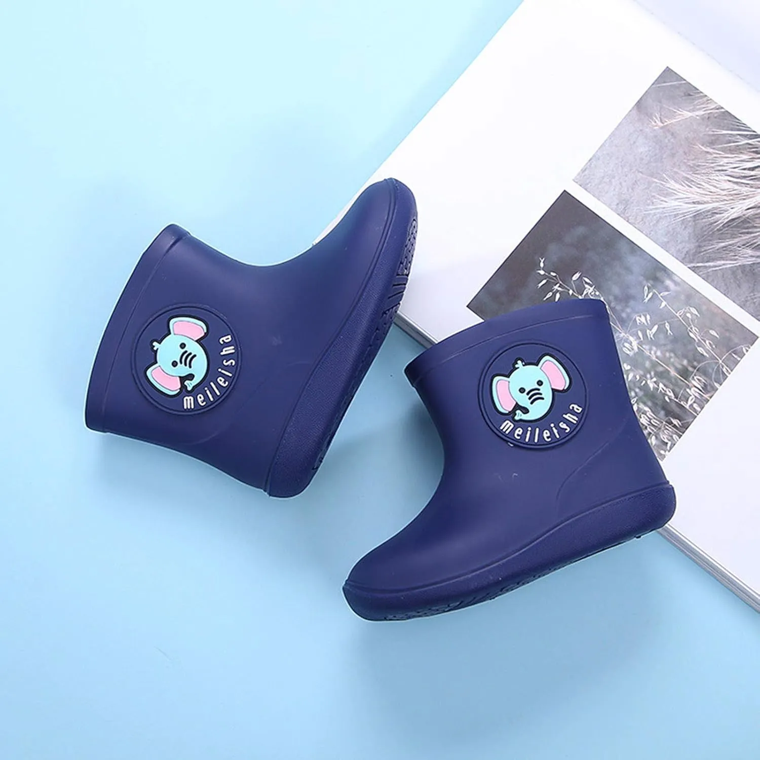 Toddler Rain Boots for Boys Girls Water-proof Baby Kids Rain Boots with Easy-on Non Slip Lightweight Rain Big Snow Boot