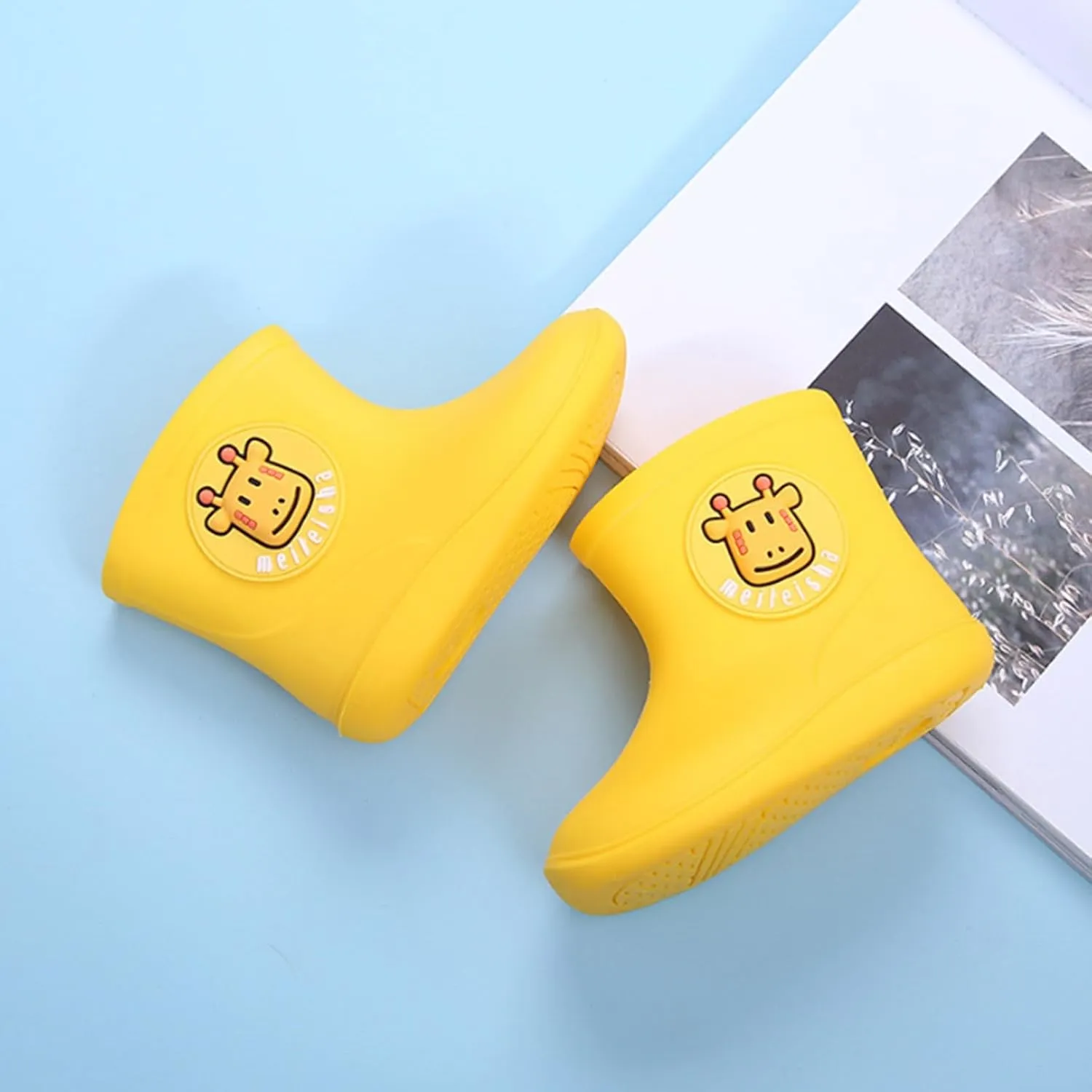 Toddler Rain Boots for Boys Girls Water-Proof Baby Kids Rain Boots with Easy-on Non Slip Lightweight Rain Boots