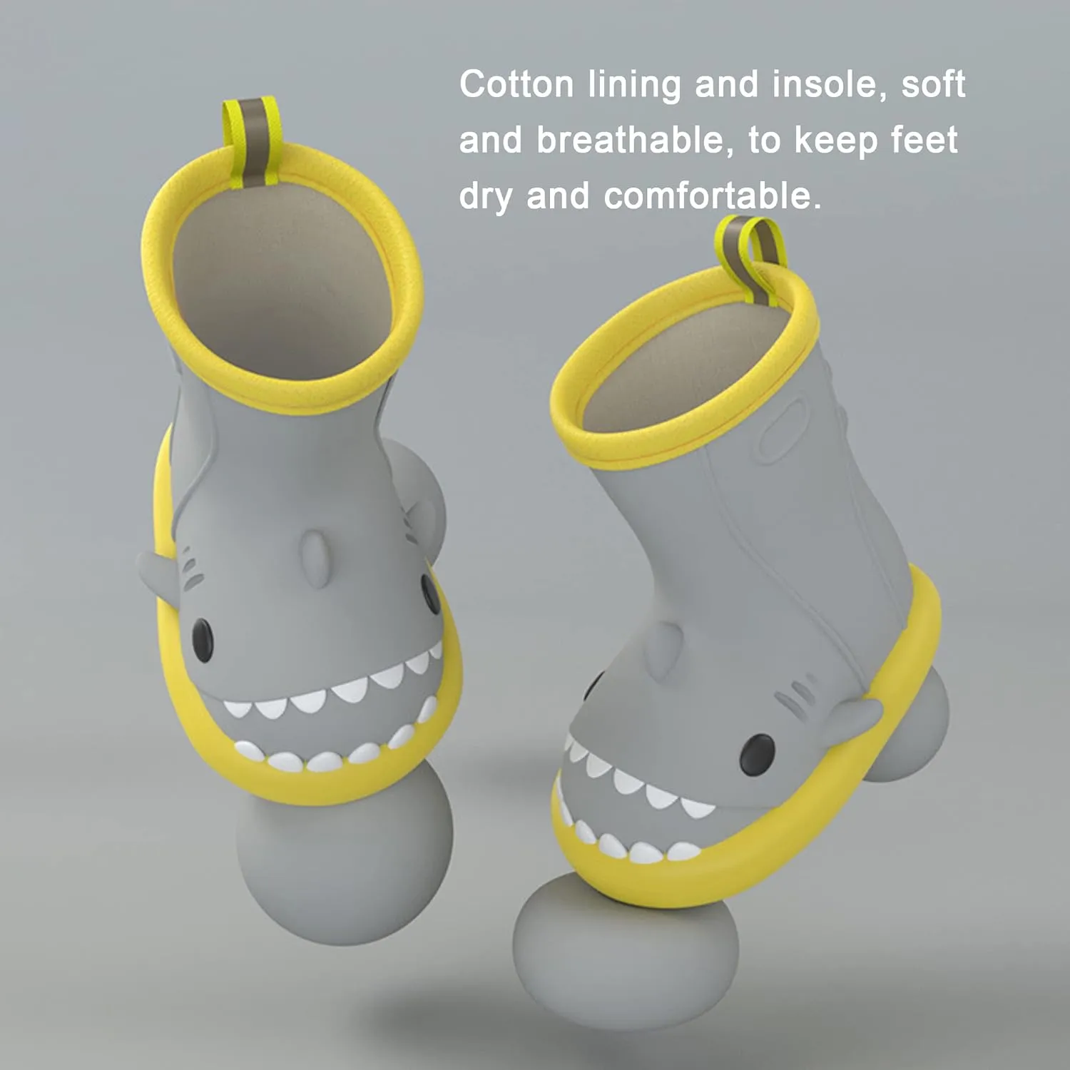 Toddler Rain Boots - Kids Rain Shoes Baby Cartoon Shark Rain Boots Boys Girls Easy On Waterproof Boots