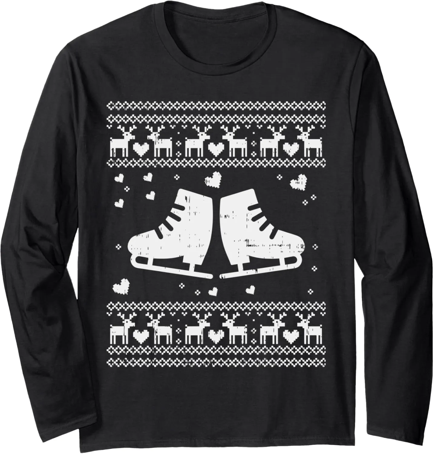 Ugly Christmas Ice Skater Skate Skating Shoe Girl Gift Long Sleeve T-Shirt