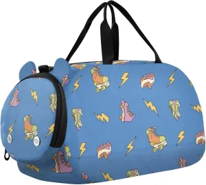 VIGTRO Colored Ice Skates Kids Overnight Travel Duffel Bag Sport Gym Bag for Boys Girls with Shoe Compartment, Cartoon Lightning Carry On Weekender Luggage Bag for Dance Swim Yoga