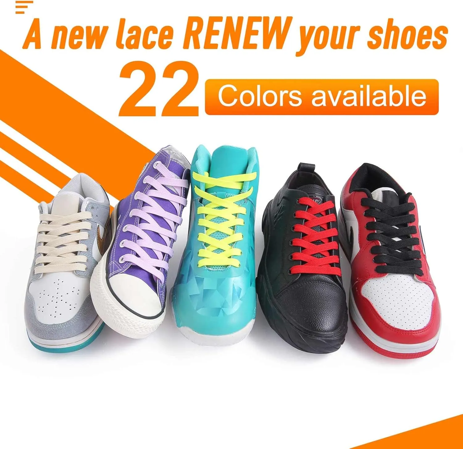 VSUDO 2 Pairs 5/16" Fine Weave Flat Shoe Lace Shoestring for Running Athletic Sneaker