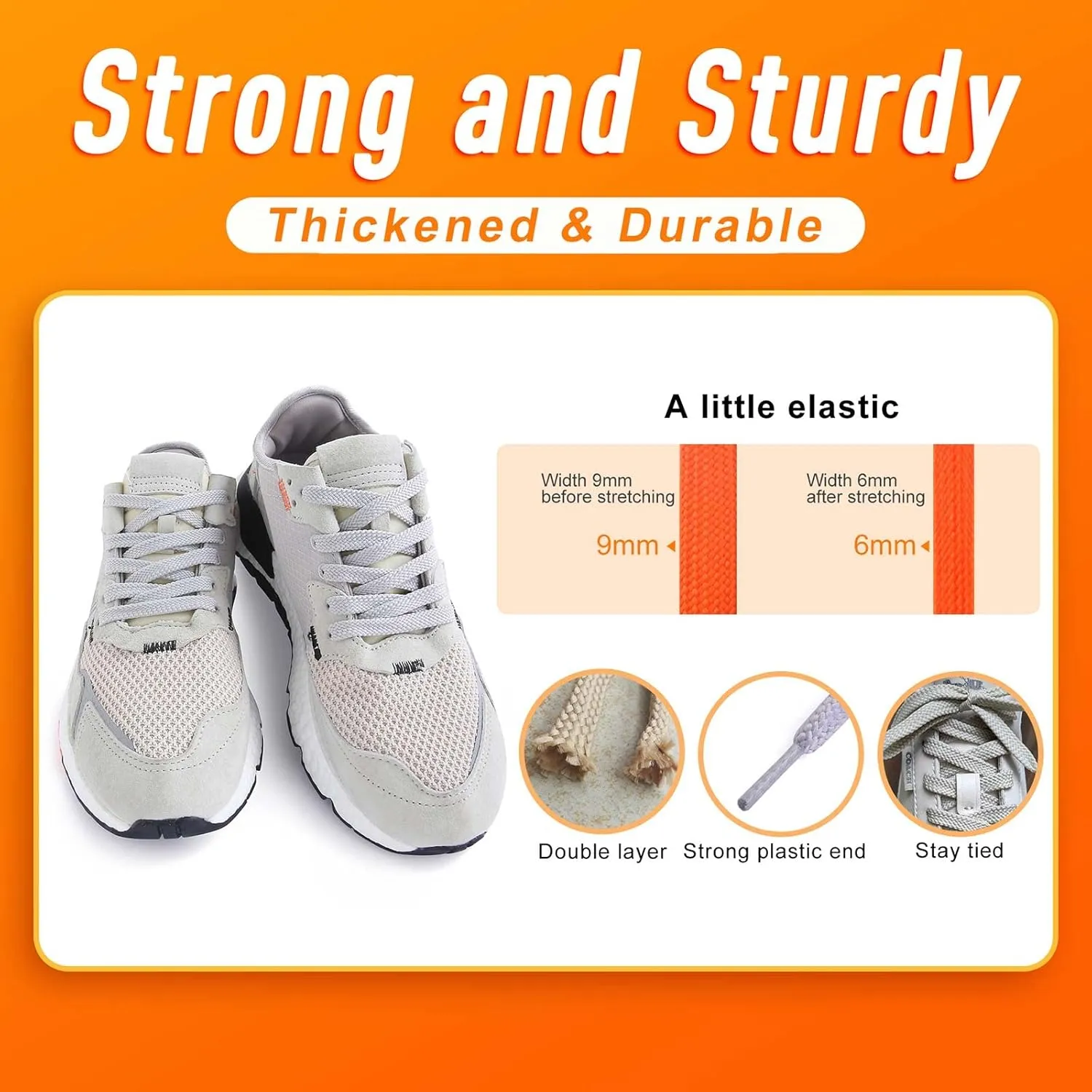 VSUDO Double Layer Shoe Laces for Sneakers,5/16" Flat Shoelaces Compatible with Converse, Vans, and Air Force - 2 Pairs