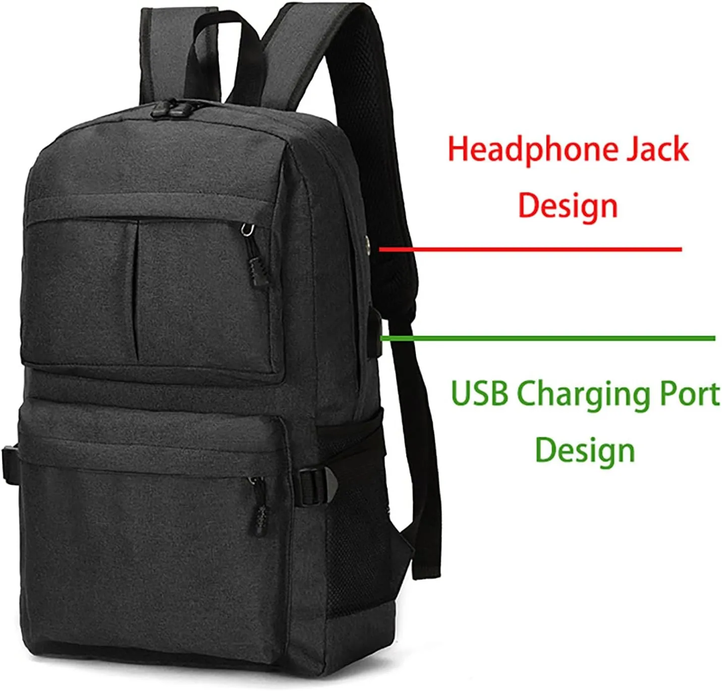 Waterproof Durable Business Travel Backpack 15.6 Inch Laptop Outdoor Daypack for Men Women (Black)