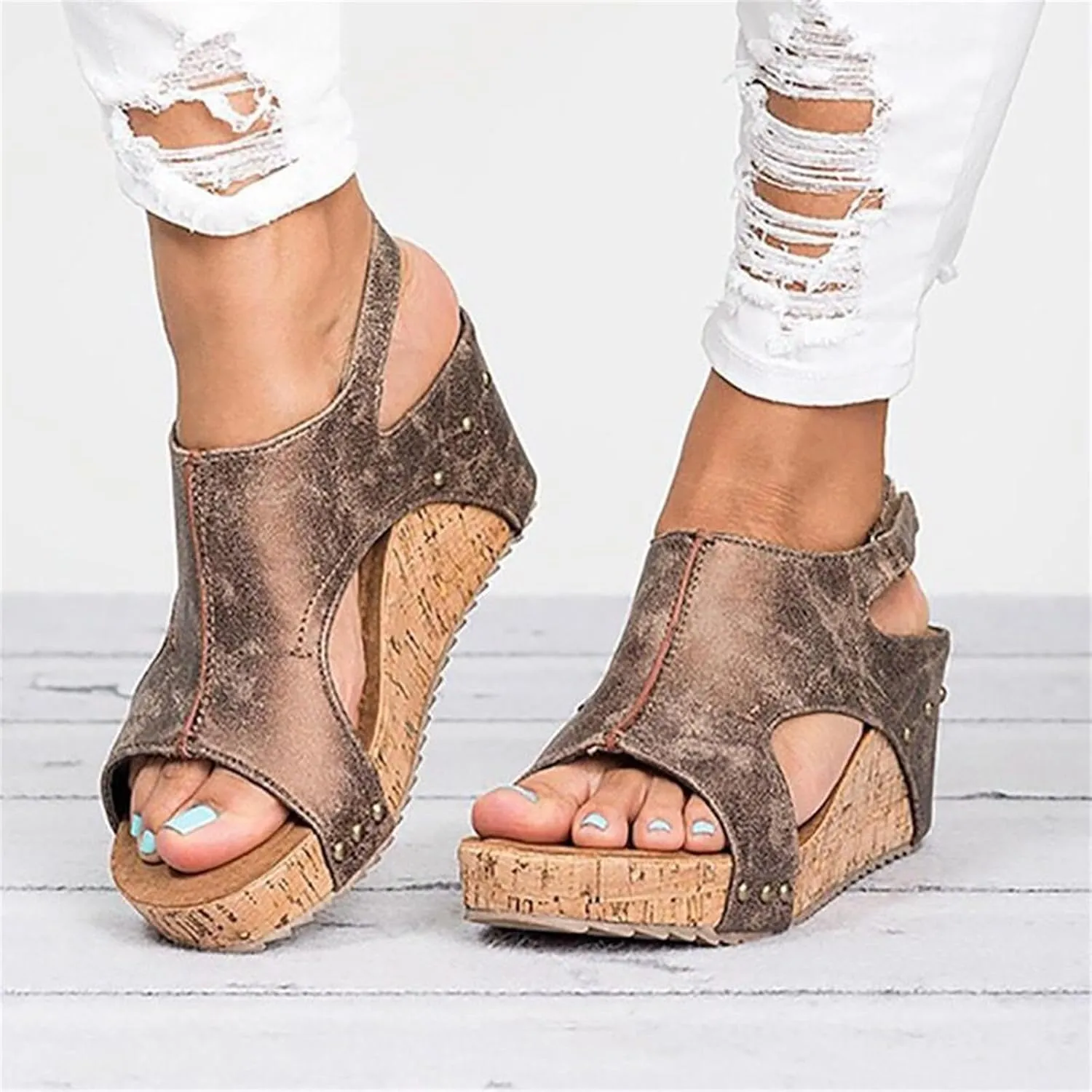 Wedge Sandals For Women Comfortable Dressy Open Toe Ankle Strap Casual Flatform Platform Sandals Slip on Summer Dress Shoes