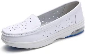 White Bunions Nursing Shoes Women,Breathable Mesh Loafers Work Shoes,Lightweight Non Slip Orthopedic Nurse Shoes for Women Food Service,with Arch Support
