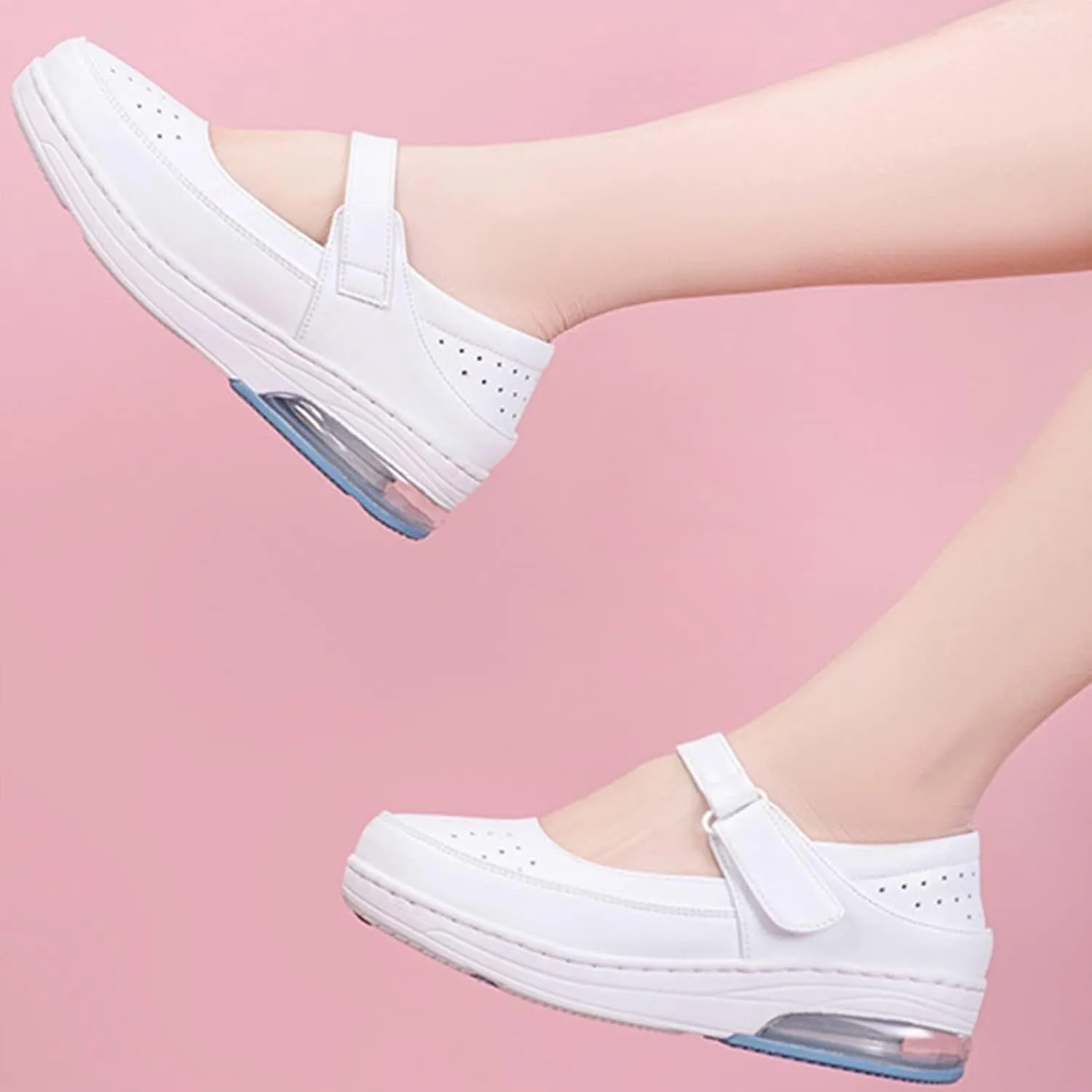 White Nursing Shoes Women,Breathable Mesh Mary Jane Food Service Chef Shoes,Comfortable Lightweight Slip Resistant Orthopedic Healthcare Nurse Shoes