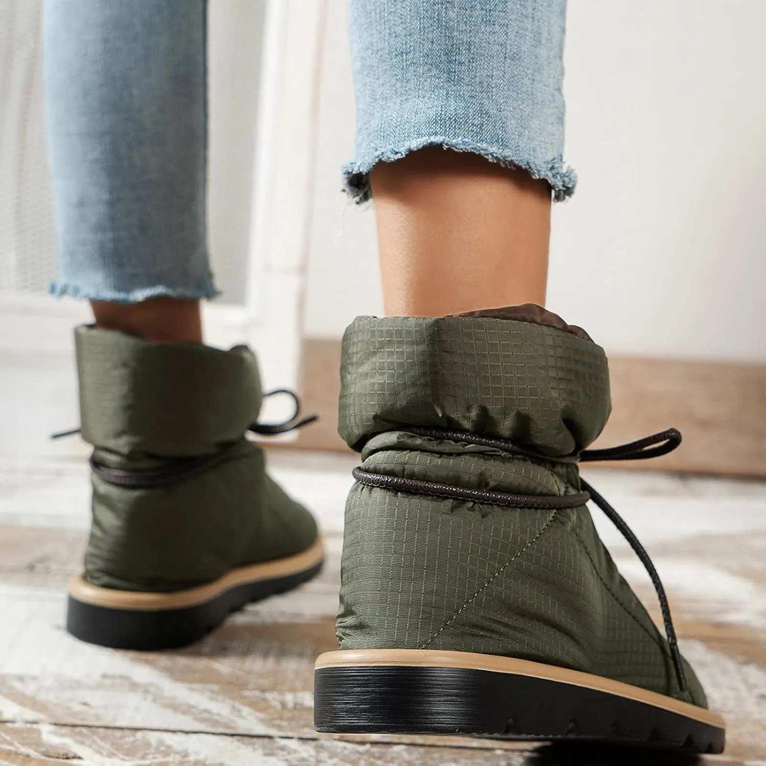 Winter Boots for Women Waterproof Snow Womens Winter Shoes Black Furry Boots for Women Non Slip Work Boots Women Short Winter Boots for Women Low Heel Prime of Day Deals Today 2024