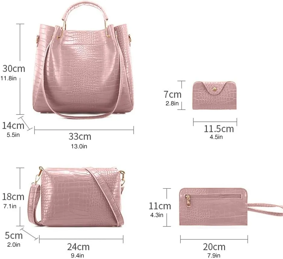 Women Large Tote  Purse  Shoulder Bag Card Holder Fashion Large Tote Bag 4 Pcs Top Handle Satchel Hobo Handbag Set