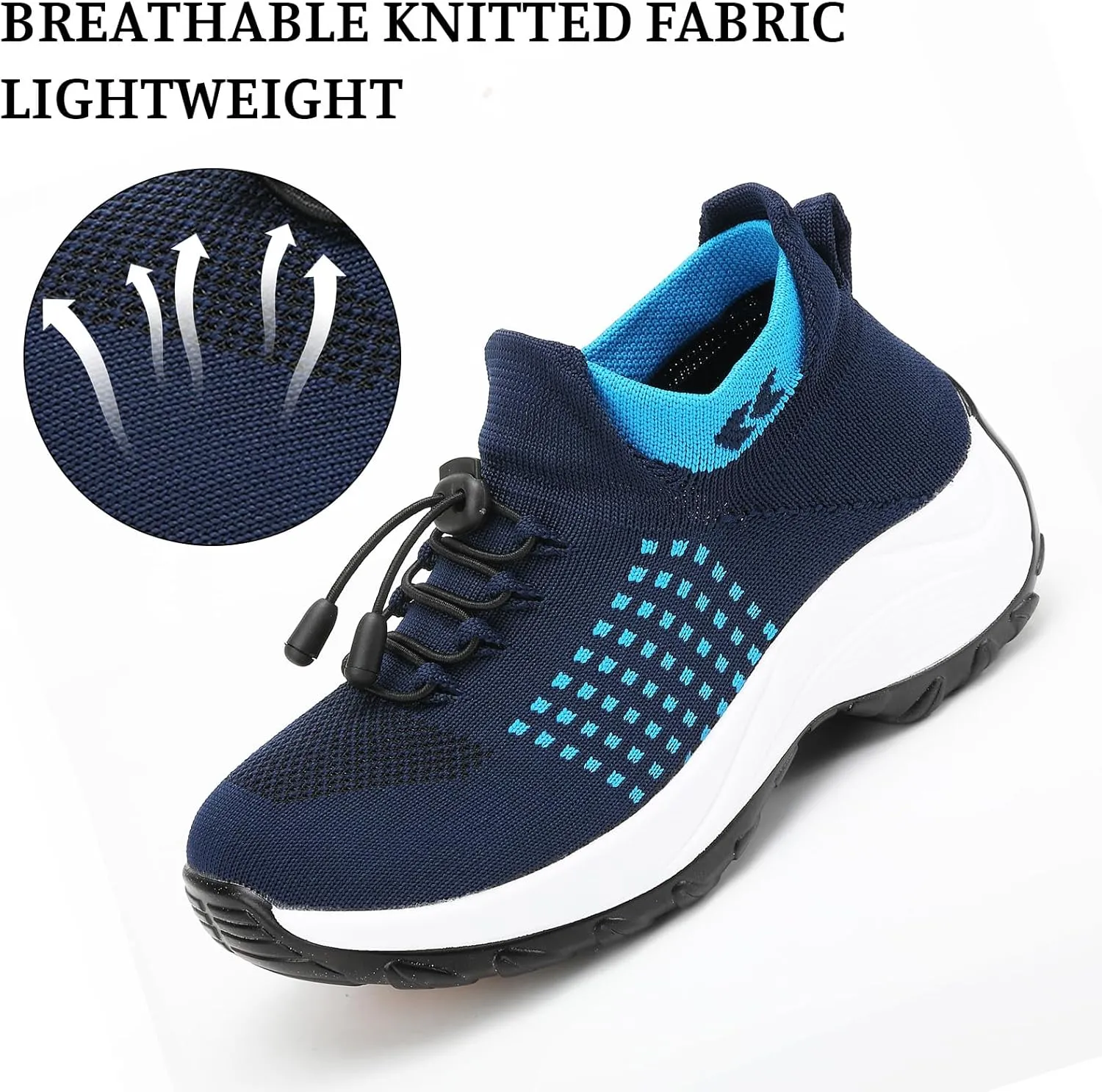 Women Orthopedic Sneakers Slip On for Walking, Breathable Comfortable, Thick Bottom Air Cushion, Non Slip for Gym, Casual Ladies Athletic Shoe