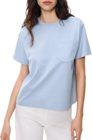 Women Short Sleeve T-Shirt Casual Blouse Cool Trendy Cotton Sorona Basic Top Summer Solid Color Outfits Clothes