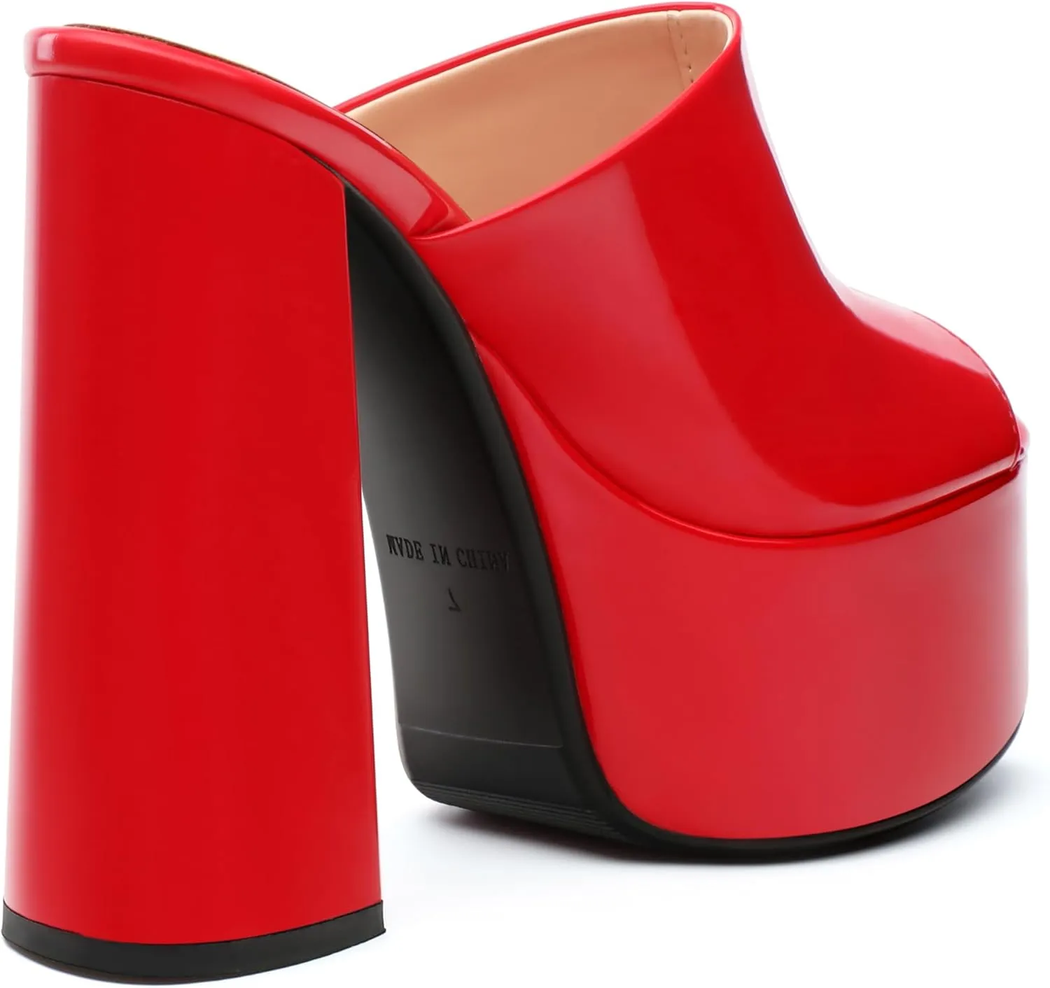 Women's 6 Inch Platform Heels Slip On Mules Sandals Open Peep Toe Sexy Chunky High Block Heels for Club Party Dressy Shoes