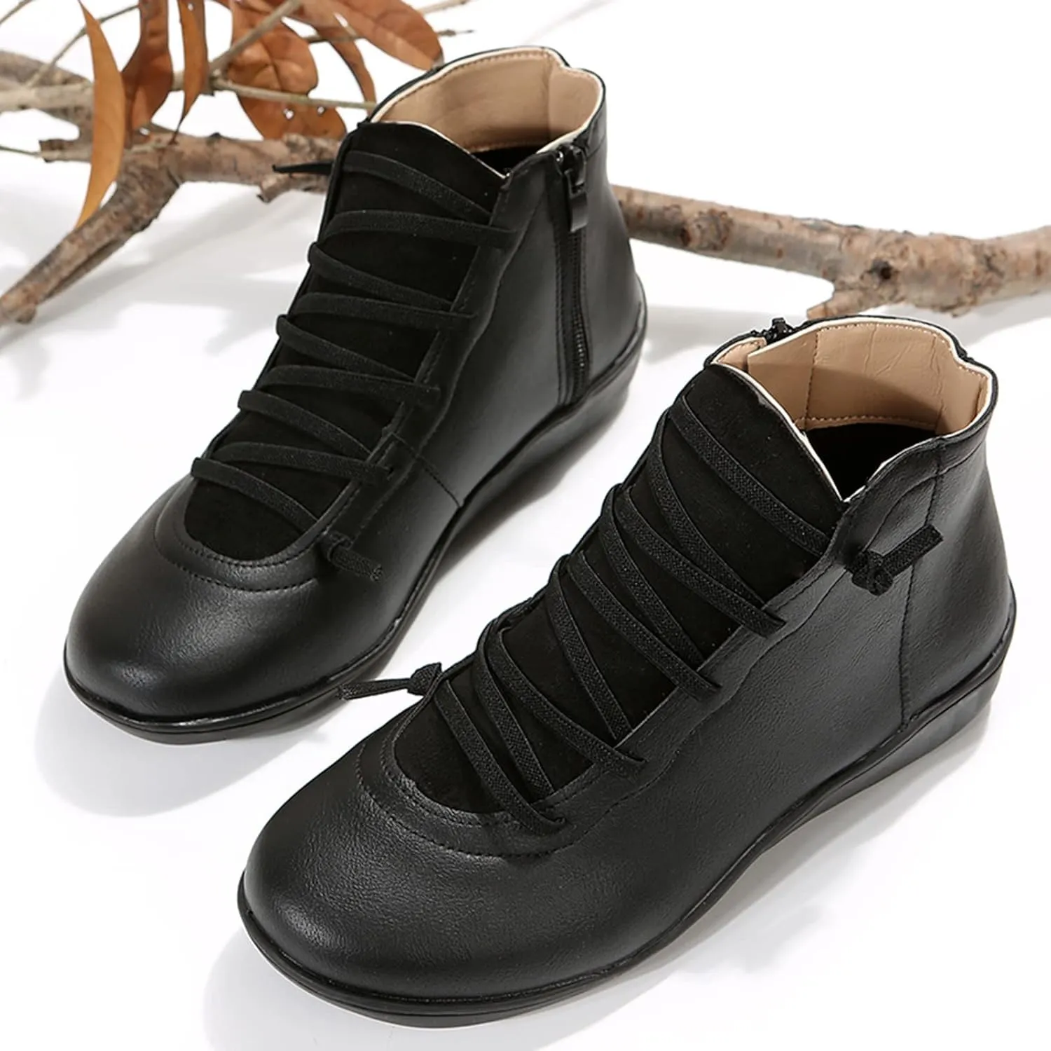 Womens Boots Ankle Womens Fall Booties Women Cowboy Boots Wedge Bootie for Women Comfortable Solid Color Comfy Casual Side Zipper Pointd Toe Suede