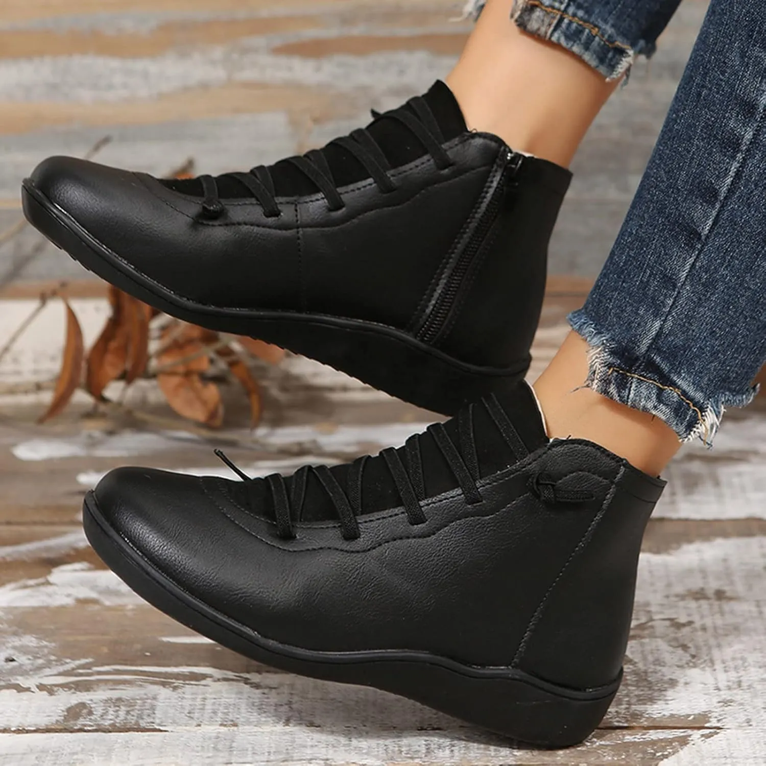 Womens Boots Ankle Womens Fall Booties Women Cowboy Boots Wedge Bootie for Women Comfortable Solid Color Comfy Casual Side Zipper Pointd Toe Suede