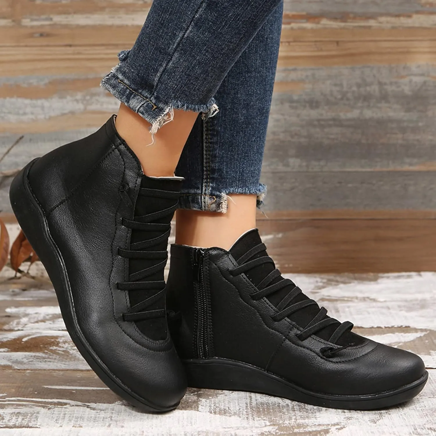 Womens Boots Ankle Womens Fall Booties Women Cowboy Boots Wedge Bootie for Women Comfortable Solid Color Comfy Casual Side Zipper Pointd Toe Suede
