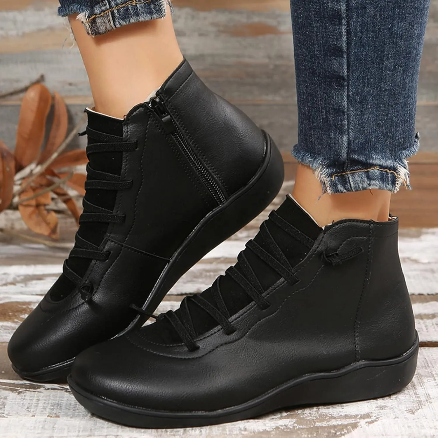 Womens Boots Ankle Womens Fall Booties Women Cowboy Boots Wedge Bootie for Women Comfortable Solid Color Comfy Casual Side Zipper Pointd Toe Suede