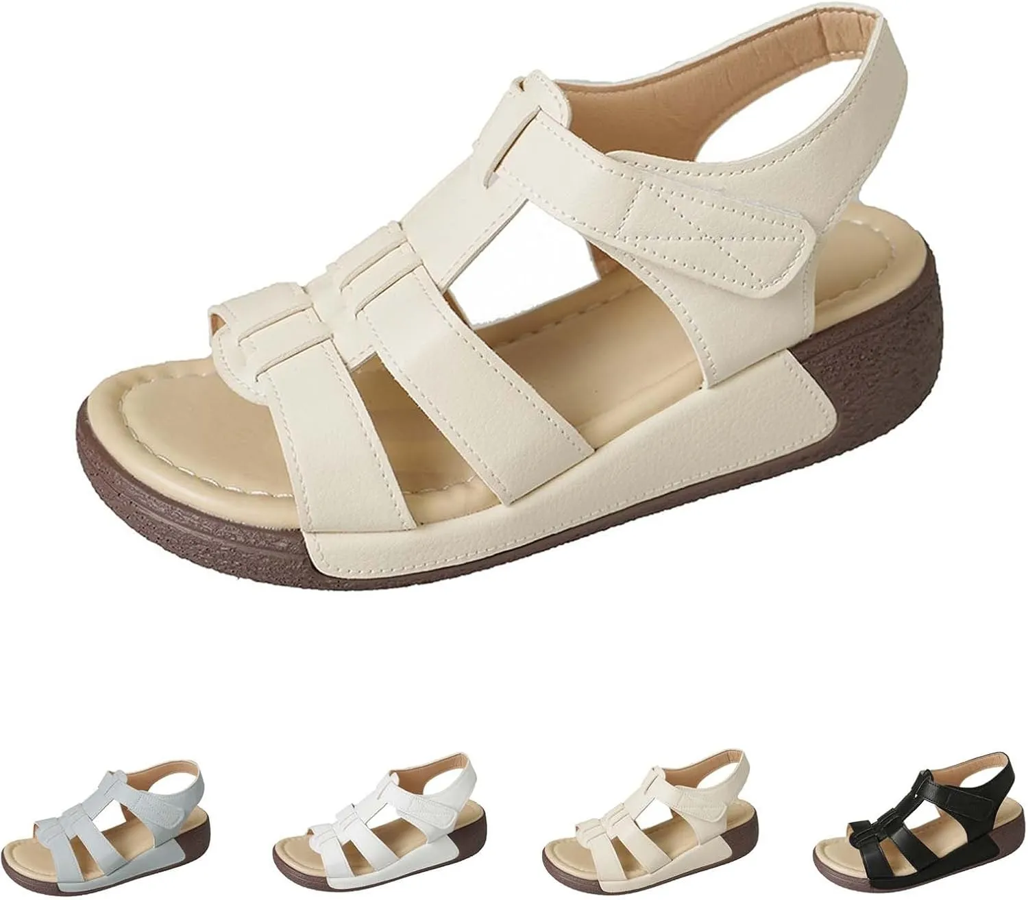 Women's Closed Toe Wedges Sandals Comfortable Hollow Out Beach Sandals Open Toe Soft Bottom Dress Shoes Summer Slip On Platform slides